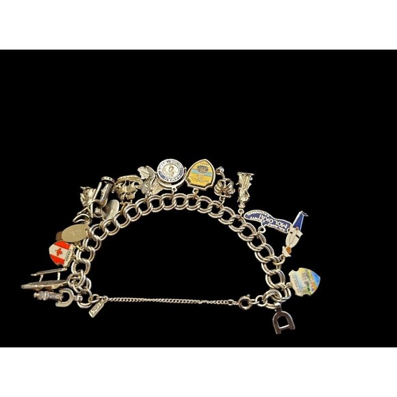 Vintage MONET 7" Sterling Silver 925 Charm Bracelet With 13 Charms Travel THEMED - Picture 6 of 16
